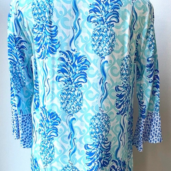 Lilly Pulitzer Blue Patterned Women's Top XL - Picture 8 of 9